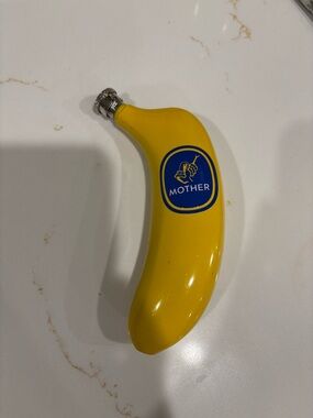 MOTHER Yellow Banana-Shaped Flask with Blue Logo